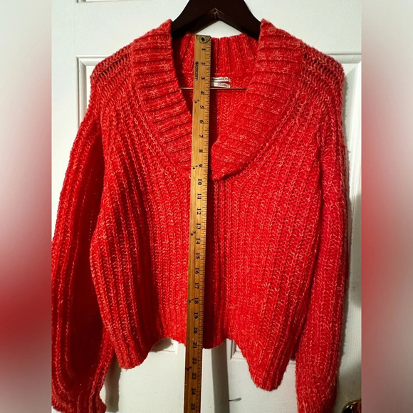ANTHROPOLOGIE Wool Blend V Neck Knit Sweater XS SOFT COZY Orangey Pink GORGEOUS - Picture 9 of 10